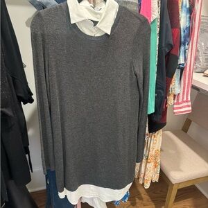 Bailey 44 grey Sweater dress with Cream Collar